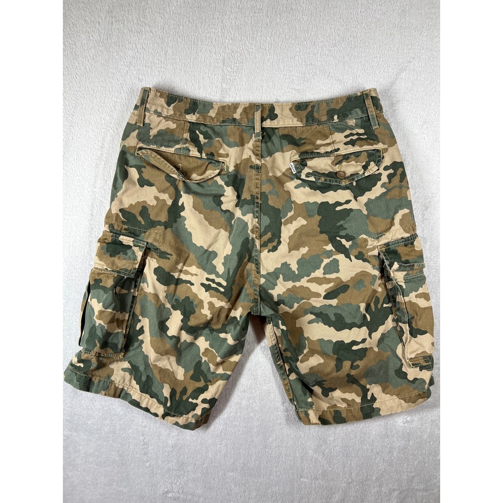 Levis Mens Camo Cargo Shorts Green Tan Brown Size 32 Utility Outdoor - Picture 2 of 8
